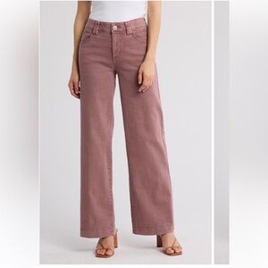 NWOT - Democracy Women's Rose Mauve High Waist Wide-Leg Pants - 14